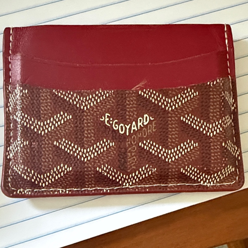 Goyard Red and Brown Card Holder